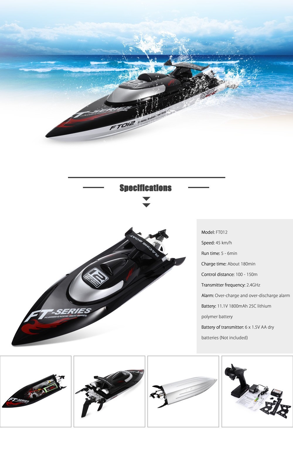 FeiLun FT012 2.4G 4CH Brushless RC Racing Boat