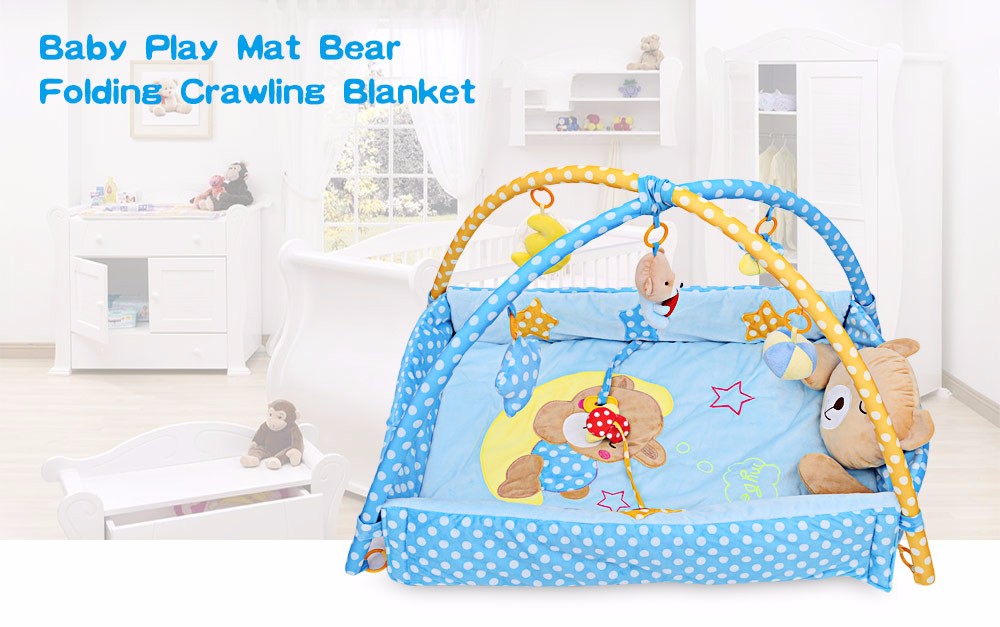 Baby Soft Play Mat Bear Folding Gym Blanket with Frame