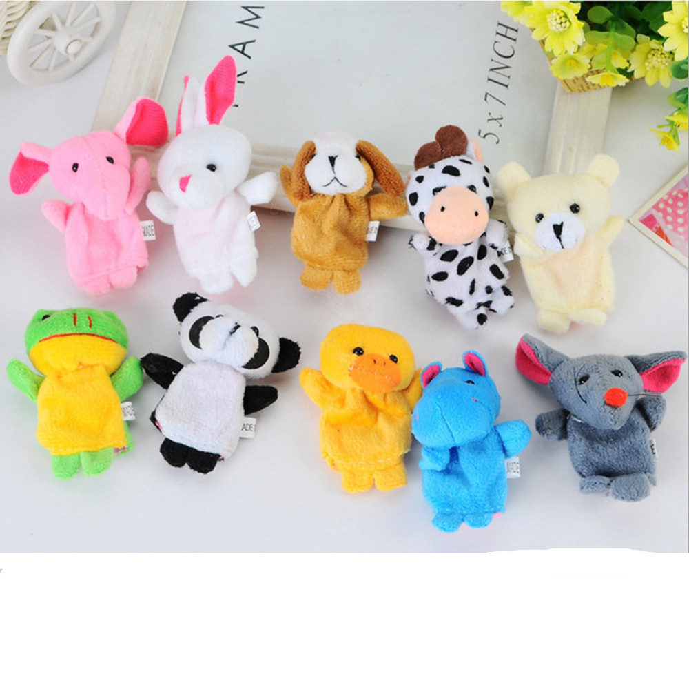 Baby Toy Finger Puppet Cloth Plush Doll Educational Hand Cartoon Animal 10Pcs