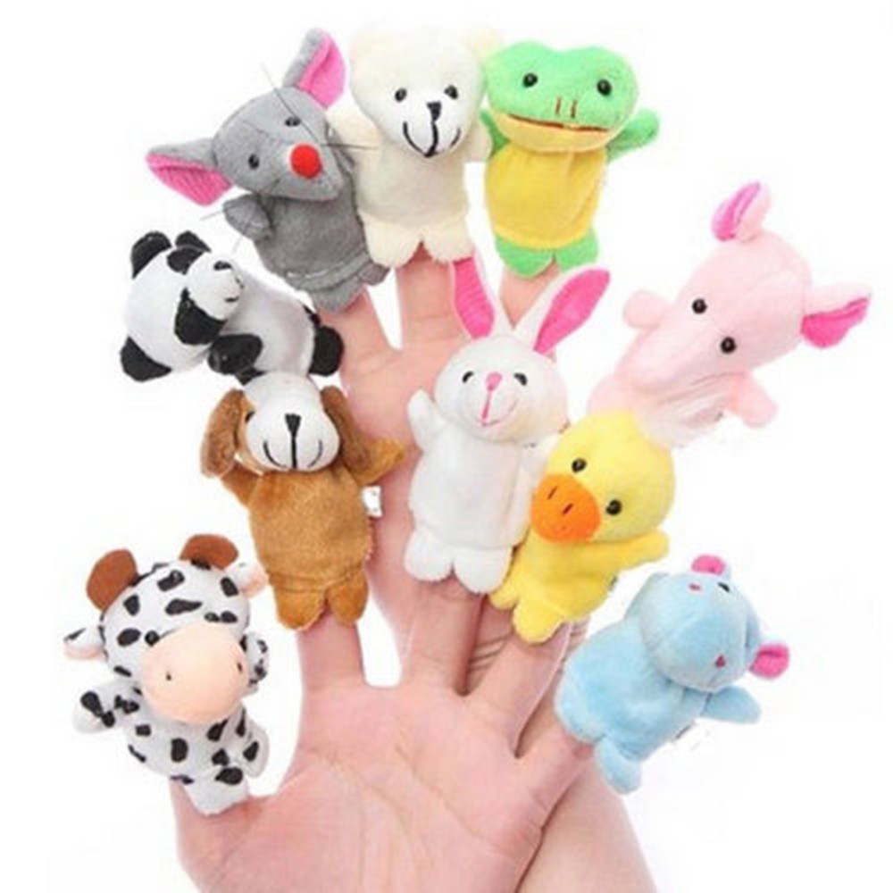 Baby Toy Finger Puppet Cloth Plush Doll Educational Hand Cartoon Animal 10Pcs