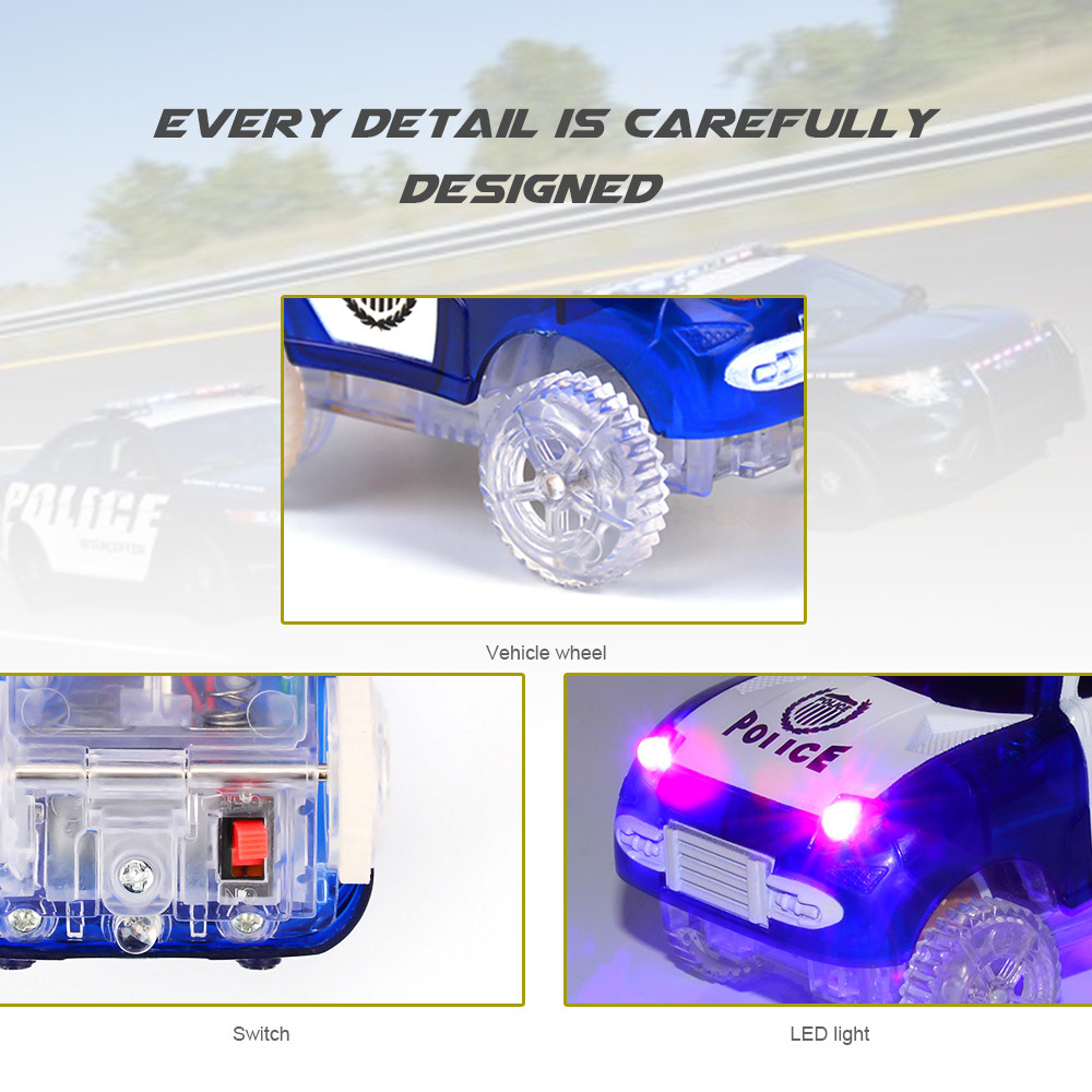 LED Light Racing Track Police Car Toy without Battery