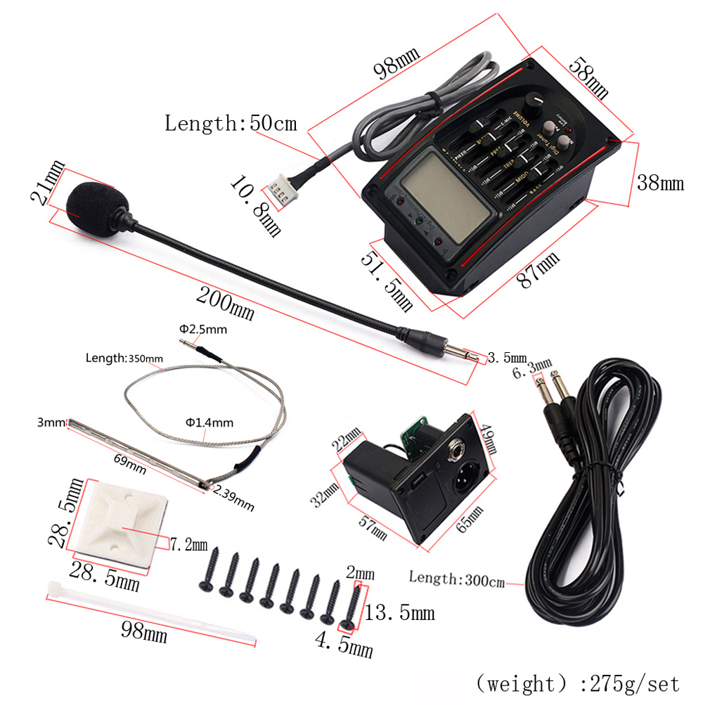 5 Band EQ Equalizer System Acoustic Guitar Preamp Piezo Pickup LCD Screen Tuner