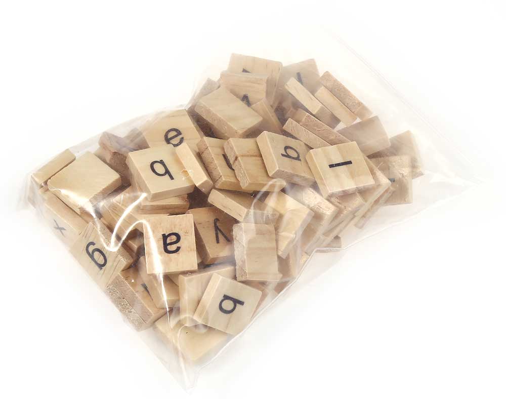 100pcs Wooden Scrabble Tiles Lowercase Letters Board Toy