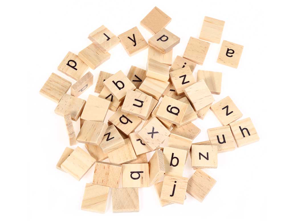 100pcs Wooden Scrabble Tiles Lowercase Letters Board Toy