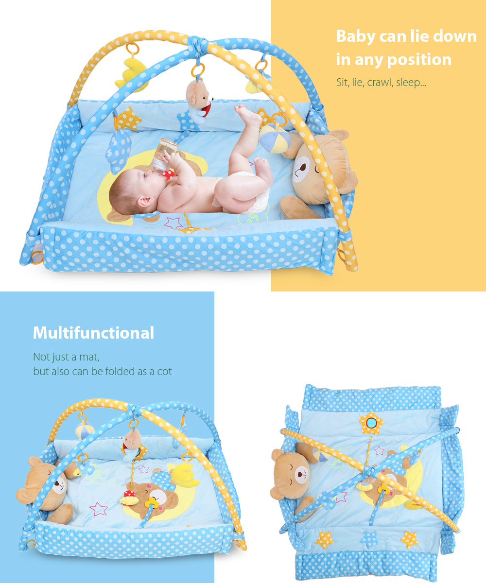 Baby Soft Play Mat Bear Folding Gym Blanket with Frame