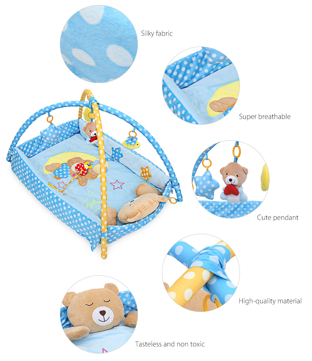 Baby Soft Play Mat Bear Folding Gym Blanket with Frame