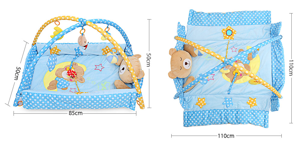 Baby Soft Play Mat Bear Folding Gym Blanket with Frame