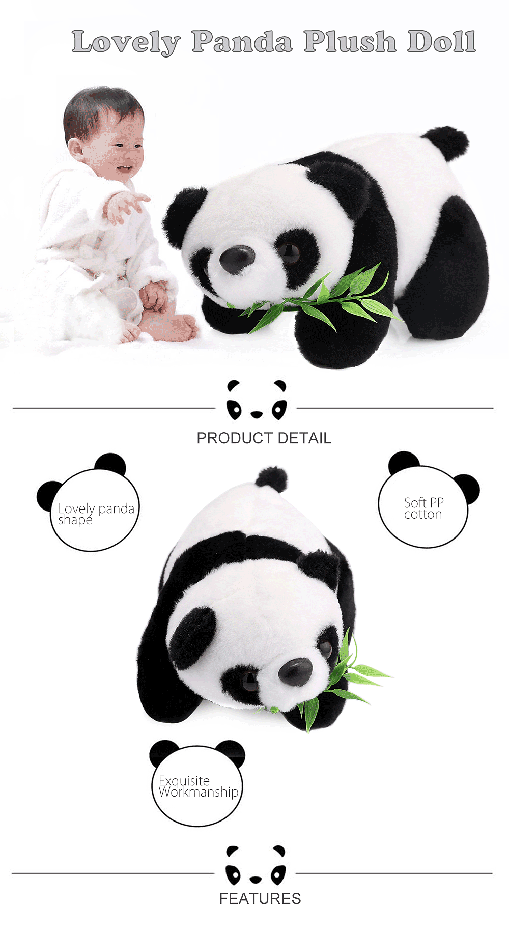 18cm Baby Stuffed Cute Mini Panda Plush Doll Toy Birthday Christmas Gift