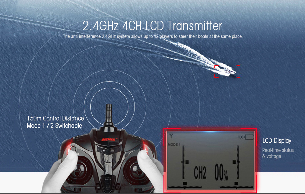 Skytech H101 2.4GHz 4-channel High Speed Boat with LCD Screen Transmitter