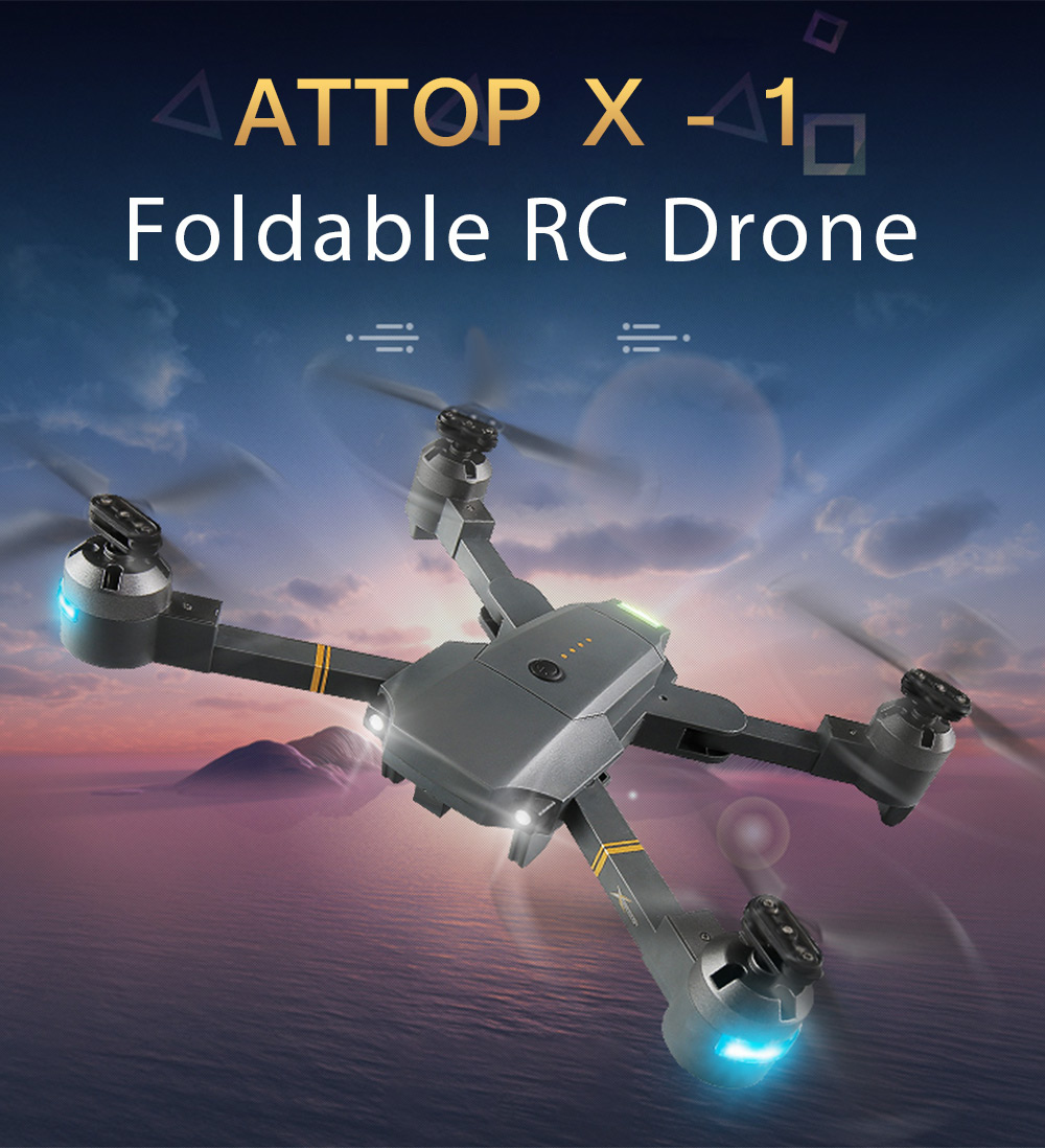 ATTOP XT - 1 Foldable RC Drone WiFi FPV Camera / Altitude Hold / Headless Mode / 360-degree Flip