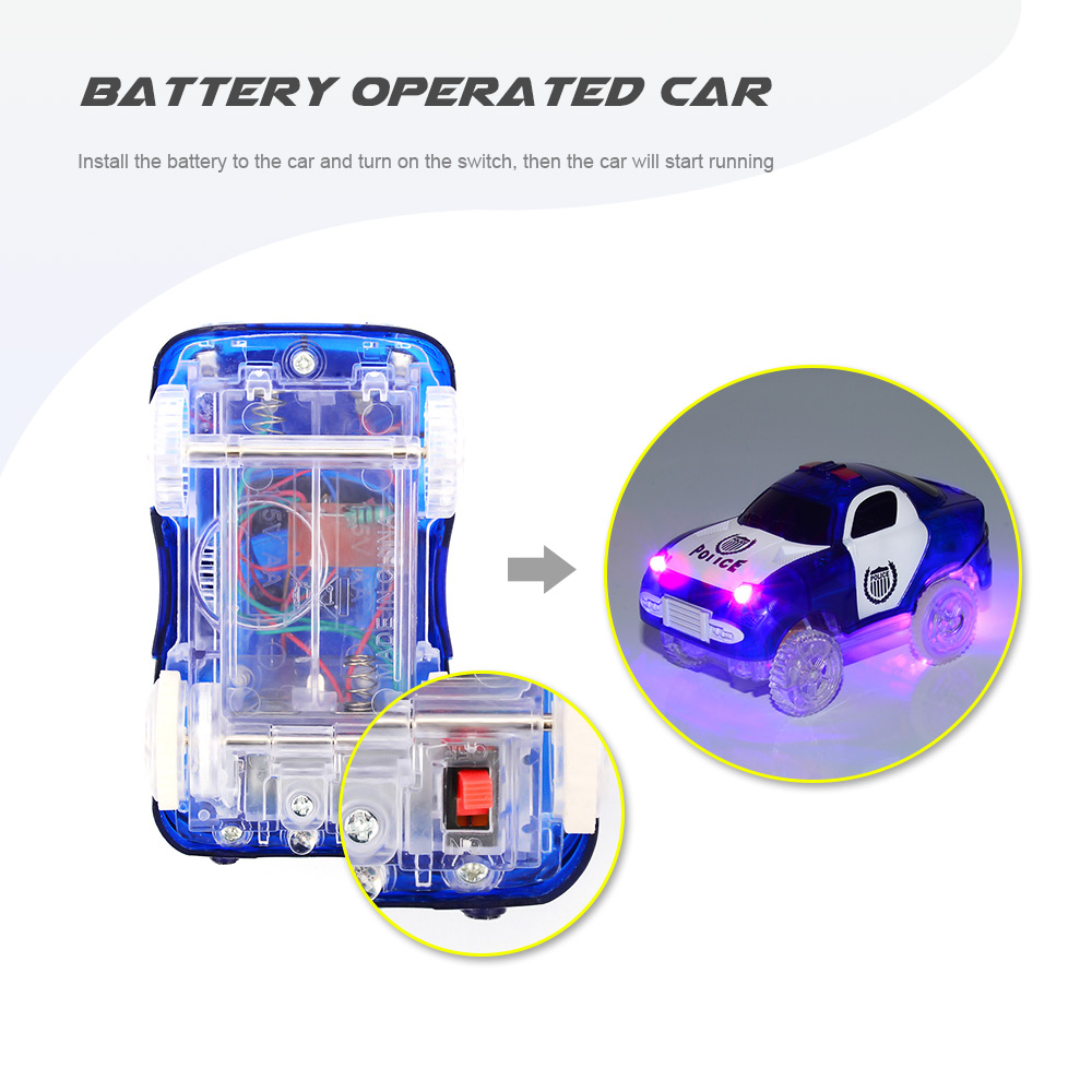 LED Light Racing Track Police Car Toy without Battery