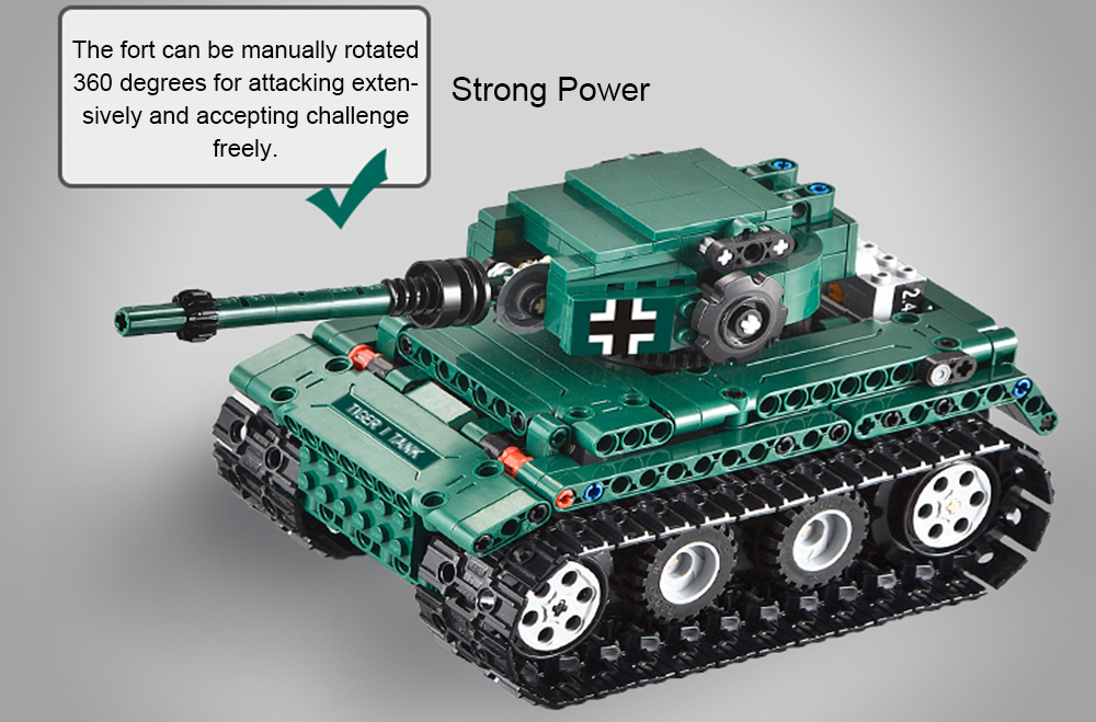 CaDA C51018 DIY Puzzle Strong Power Remote Control Crawler Tank Toy for Children